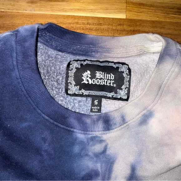 Tie-Dye Blind Rooster ‘Good Vibes’ Embroidered Floral Sleeves Sweater - Picture 6 of 6